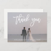 サンキュー | のモダン写真を結婚使用したスクリプト ポストカード (正面/裏面)