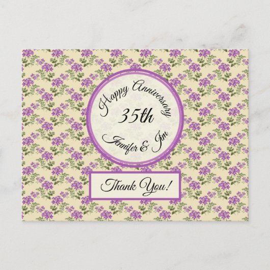 サンキュー – アニバーサリーバイオリッ淡い色のトon黄 ポストカード (正面)