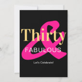 サンキュー・アンド・ファビュラス  30歳の誕生日 黒 ゴールド ピンク 招待状 (裏面)