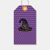 サンキュー |オレンジ不気味色の覗き魔女ハロウィーン ギフトタグ (裏面)