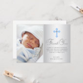 サンキュー《キリスト教》洗礼式や命名式コミュニオンクロスブルーボーイ カード (正面/裏面インサイチュ)