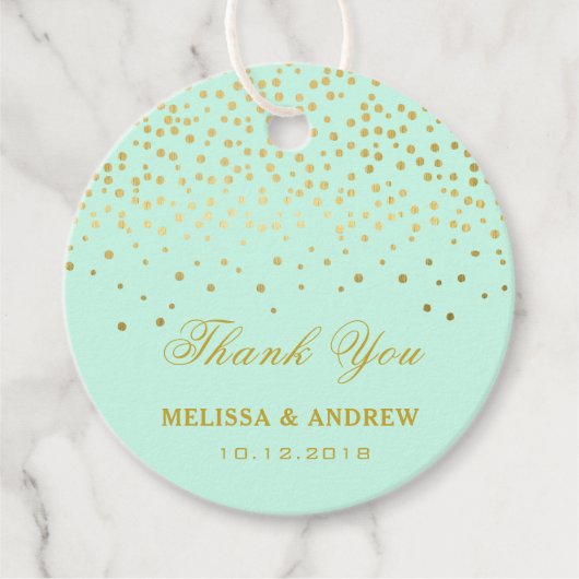 サンキュー |グラマラスな金ゴールドの輝き – ミント結婚ス フェイバータグ (正面)