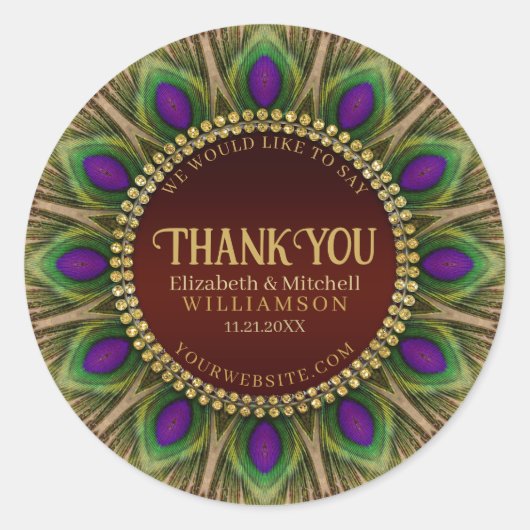 サンキュー ゴールデンピーコックフェザーズマンダラ ラウンドシール (正面)