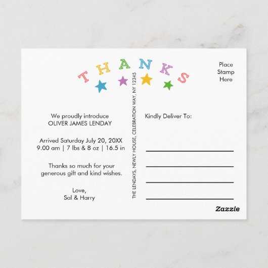 サンキュー スターズ | 赤ちゃんの誕生お知らせポストカード ポストカード (裏面)