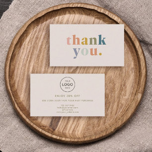 サンキュー!スモールビジネスロゴモダンパステル 割引カード