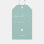 サンキュー – ティール(緑がかった色)グリーン結婚式の引き出物 ギフトタグ (裏面)