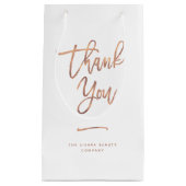 サンキュー |バラ金ゴールドカスタムリテールショッピングバッグ スモールペーパーバッグ (正面)