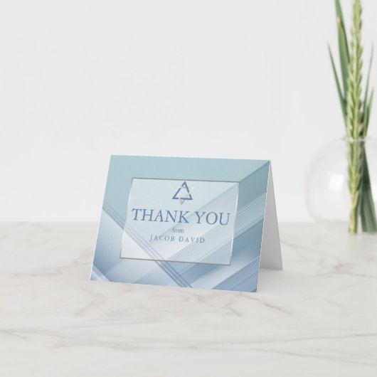 サンキュー | バー(ユダヤ教の)バル・ミツバークラシックブルーライン 招待状 (正面)