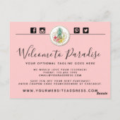 サンキュー パイナップル アンド ヒビスカス フラワーズ ウォーターカラー ポストカード (裏面)