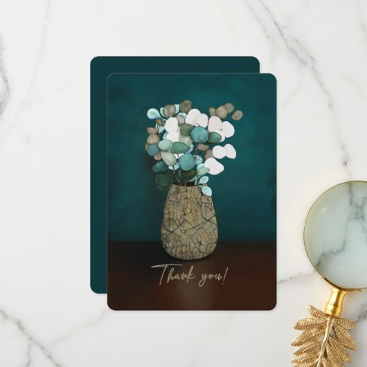 サンキュー!パチパチ花瓶シルバードル花 サンキューカード (正面/裏面インサイチュ)