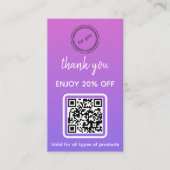 サンキュー | ビジネスロゴのミニマルQRコード 割引カード (正面)