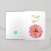 サンキュー!ピンクの花 箔グリーティングカード (外側レイダウン)
