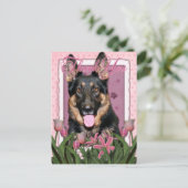 サンキュー – ピンクチューリップ – ドイツの羊飼い – クノ ポストカード (スタンド正面)