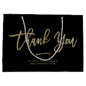 サンキュー |フェイク金ゴールドカスタムリテールショッピングバッグ ラージペーパーバッグ (裏面)