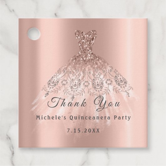 サンキュー ブライダル 16th キンセアニエラ パーティー ドレス ローズ フェイバータグ (正面)