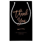 サンキュー |ブラックカスタムリテールショッピングバッグ スモールペーパーバッグ (裏面)