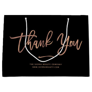 サンキュー  ブラックカスタムリテールショッピングバッグ ラージペーパーバッグ