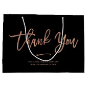 サンキュー |ブラックカスタムリテールショッピングバッグ ラージペーパーバッグ (裏面)