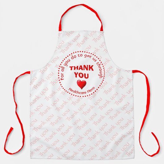 サンキュー |ヘルスケアの英雄 |カスタマイズ可能な赤 エプロン (正面)