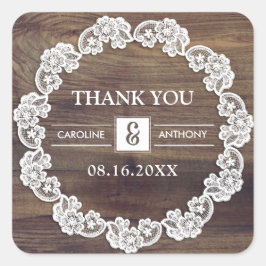 サンキュー.ホワイトレースバーンウッド結婚ズ スクエアシール