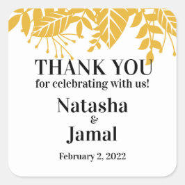サンキュー!マスタードエレガントイエロ葉ー結婚ズ スクエアシール