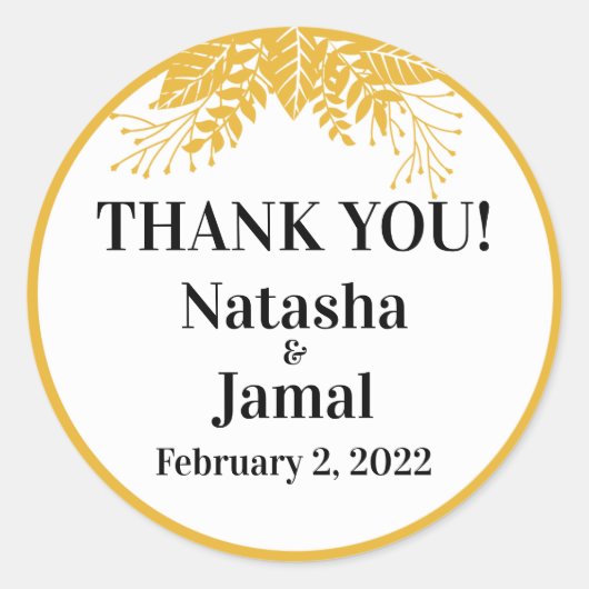 サンキュー!マスタードエレガントイエロ葉ー結婚ズ ラウンドシール (正面)