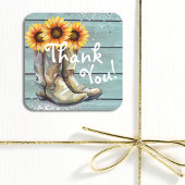サンキュー ラスティック カントリー ウエスタン ヒマワリ ブーツ スクエアシール