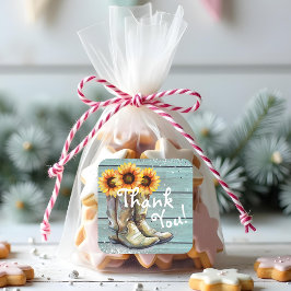 サンキュー ラスティック カントリー ウエスタン ヒマワリ ブーツ スクエアシール