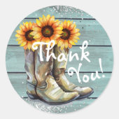 サンキュー ラスティック カントリー ウエスタン ヒマワリ ブーツ ラウンドシール (正面)