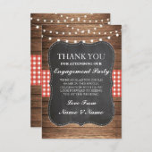 サンキュー ラスティック カード 木材 赤 チェック 結婚式 BBQ (正面/裏面)