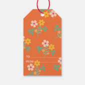 サンキュー レトロ オレンジ デイジー ブーケ パターン ギフトタグ (裏面)