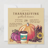 サンキュー 感謝祭 ポタッキー Dinner ヒマワリ かぼちゃ 招待状 (正面)