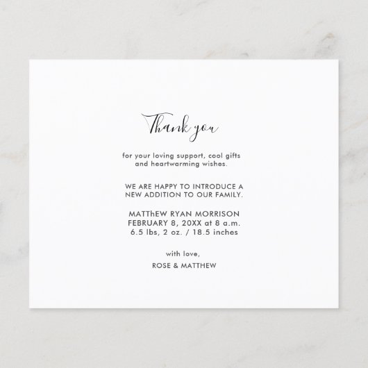 サンキュー |文字スクリプトの誕生発表 (裏面)