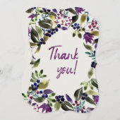 サンキュー!水彩色彩の鮮やか紫の花 サンキューカード (正面/裏面)