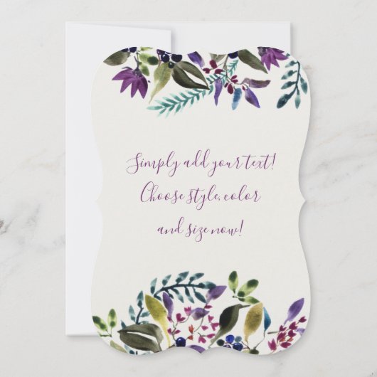 サンキュー!水彩色彩の鮮やか紫の花 サンキューカード (裏面)