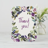 サンキュー!水彩色彩の鮮やか紫の花 サンキューカード (スタンド正面)