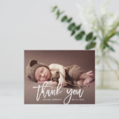 サンキュー |白いブラシの誕生のお知らせ ポストカード (スタンド正面)