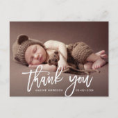 サンキュー |白いブラシの誕生のお知らせ ポストカード (正面)