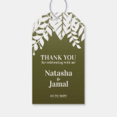 サンキュー!白エレガント葉、オリーブグリーン ギフトタグ (裏面)