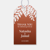 サンキュー!白エレガント葉、レッド・テラコッタ ギフトタグ (裏面)