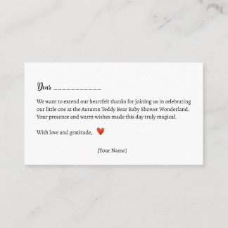サンキュー!秋のテディベア赤ちゃんシャワー エンクロージャーカード