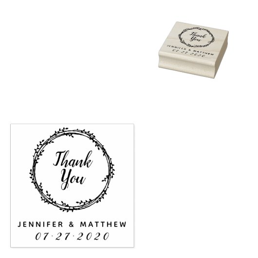 サンキュー |素朴リース結婚式の引き出物 ラバースタンプ (押印)