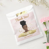 サンキュー!誕生日ブラック女性、金ゴールドアクセントピンク フェイバーバッグ (封をした状態)