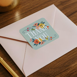 サンキュー |鮮やかフローラワイルドフラワー&ハニービー スクエアシール