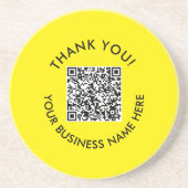 サンキュー |黄色シンプル黒WebサイトQRコード コースター (正面)