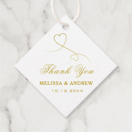 サンキュー | 2つの金ゴールドハート |エレガントな結婚式 フェイバータグ