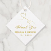 サンキュー | 2つの金ゴールドハート |エレガントな結婚式 フェイバータグ (裏面)