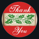 サンキュー – Christmas Holly ラウンドシール<br><div class="desc">クリスマス感謝していをテーマにしたステッカーでは、今まで以上に簡単に飾り付けた休日が訪れた事はない。彼らはカスタマイズの要素を追加し、任意の休日を強化することに感謝の意。</div>