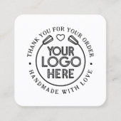 サンキュー | Love Businessロゴ付き手作りハート スクエア名刺 (正面)