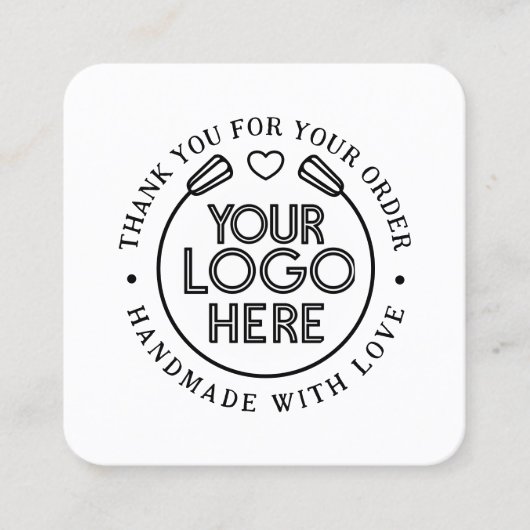 サンキュー | Love Businessロゴ付き手作りハート スクエア名刺 (正面)
